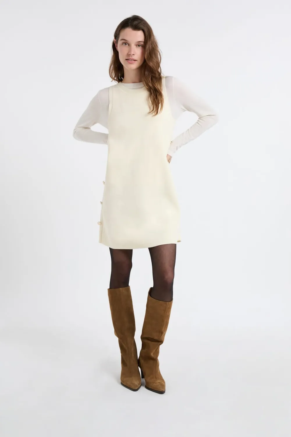 New ETAM Vestido corto con botones dorados LINO