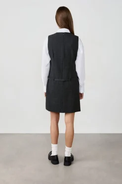 Clearance ETAM Vestido corto sin mangas con cinturón GRIS