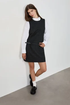 Clearance ETAM Vestido corto sin mangas con cinturón GRIS