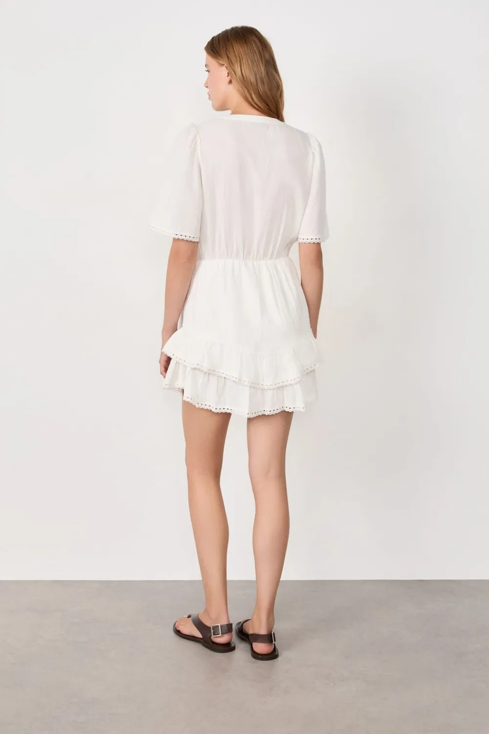 ETAM Vestido de algodón con bordado ECRU