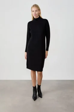 Discount ETAM Vestido de largo medio con cuello alto NEGRO