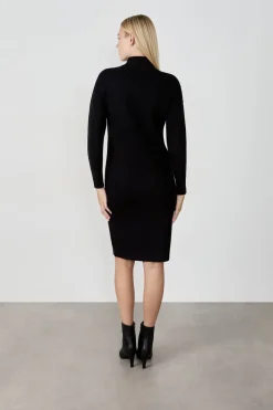 Discount ETAM Vestido de largo medio con cuello alto NEGRO