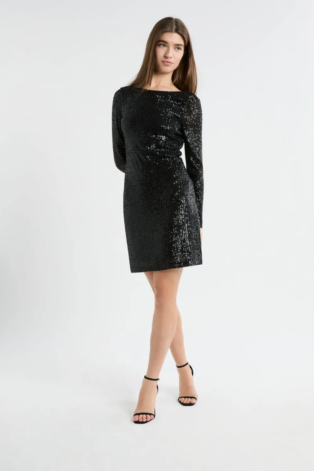 Best ETAM Vestido de manga larga con lentejuelas NEGRO