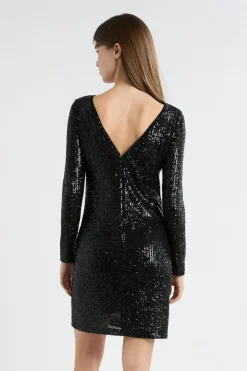 Best ETAM Vestido de manga larga con lentejuelas NEGRO