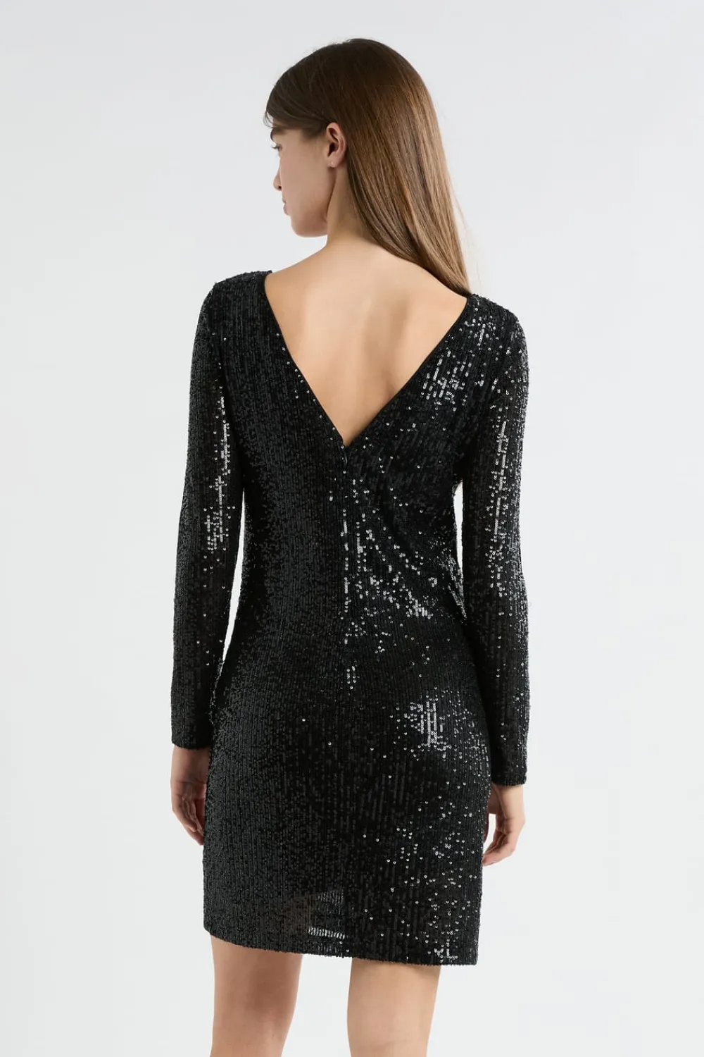Best ETAM Vestido de manga larga con lentejuelas NEGRO
