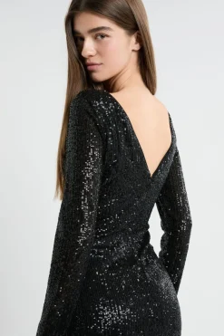 Best ETAM Vestido de manga larga con lentejuelas NEGRO