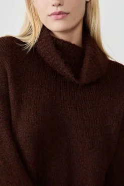 Hot ETAM Vestido jersey de cuello alto CHOCOLATE