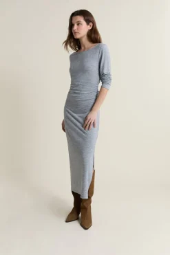 Outlet ETAM Vestido largo con cuello barco GRIS