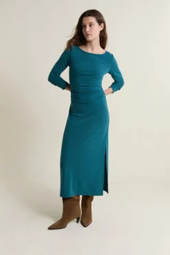 Online ETAM Vestido largo con cuello barco VERDE PATO