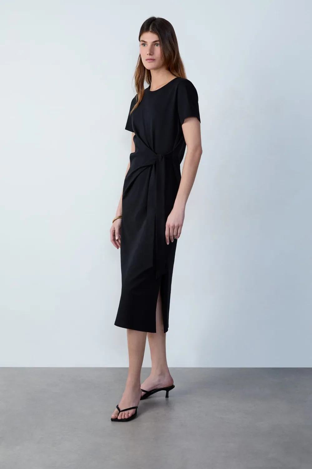 ETAM Vestido largo con lazada NEGRO