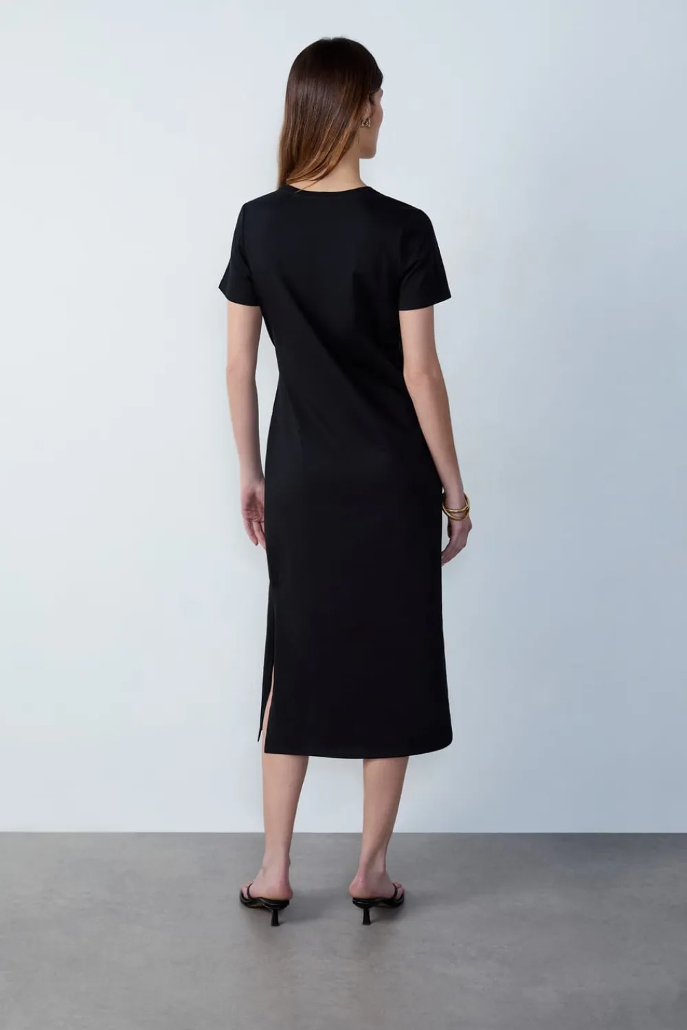 ETAM Vestido largo con lazada NEGRO