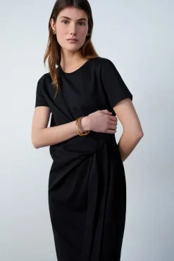 ETAM Vestido largo con lazada NEGRO