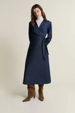 Best ETAM Vestido largo cruzado de algodón AZUL REAL