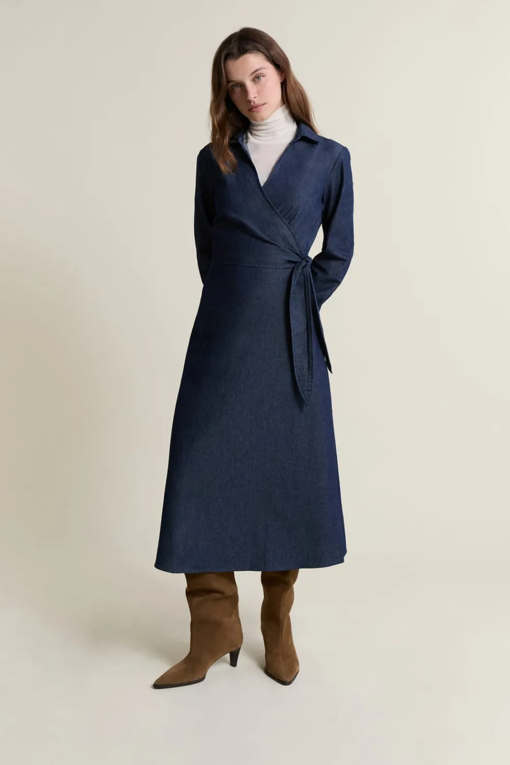 Best ETAM Vestido largo cruzado de algodón AZUL REAL