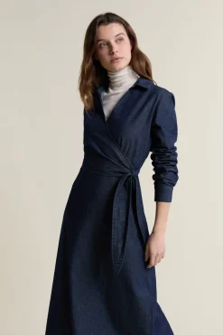 Best ETAM Vestido largo cruzado de algodón AZUL REAL