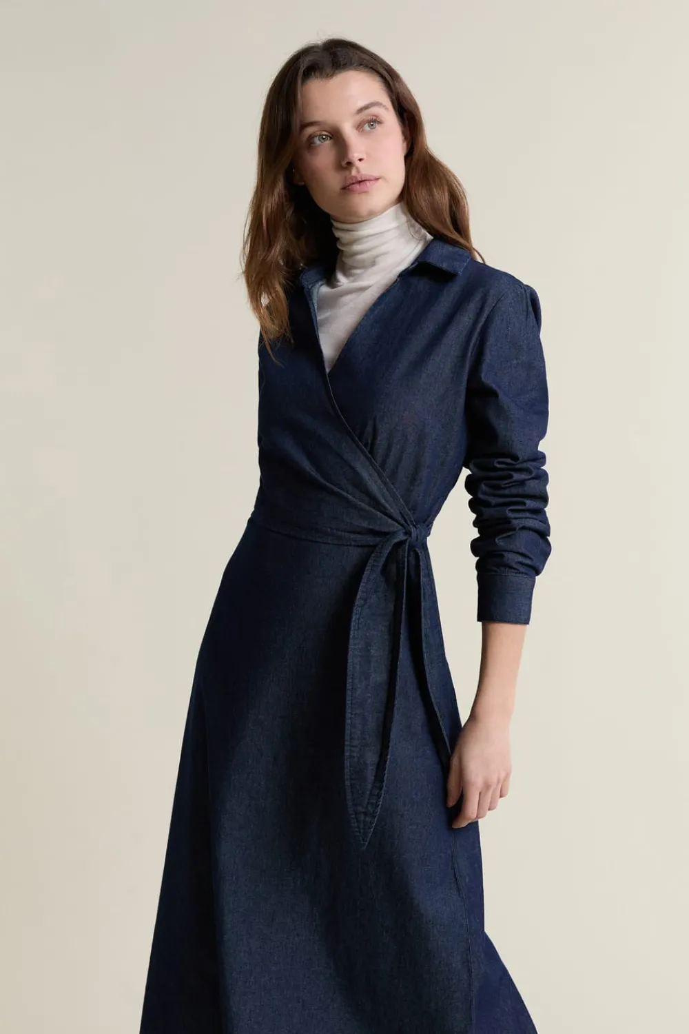Best ETAM Vestido largo cruzado de algodón AZUL REAL