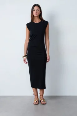 Clearance ETAM Vestido largo de algodón NEGRO