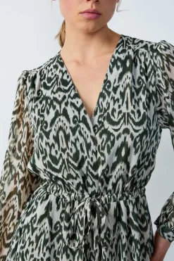 Sale ETAM Vestido largo estampado fluido CRUDO