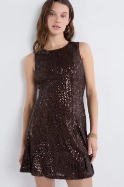 Best ETAM Vestido sin mangas con lentejuelas MARRÓN