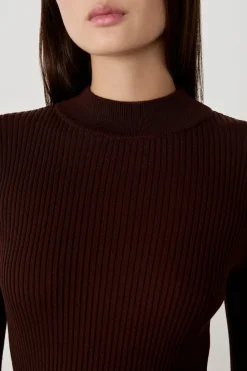 Discount ETAM Vestido suéter corto CHOCOLATE