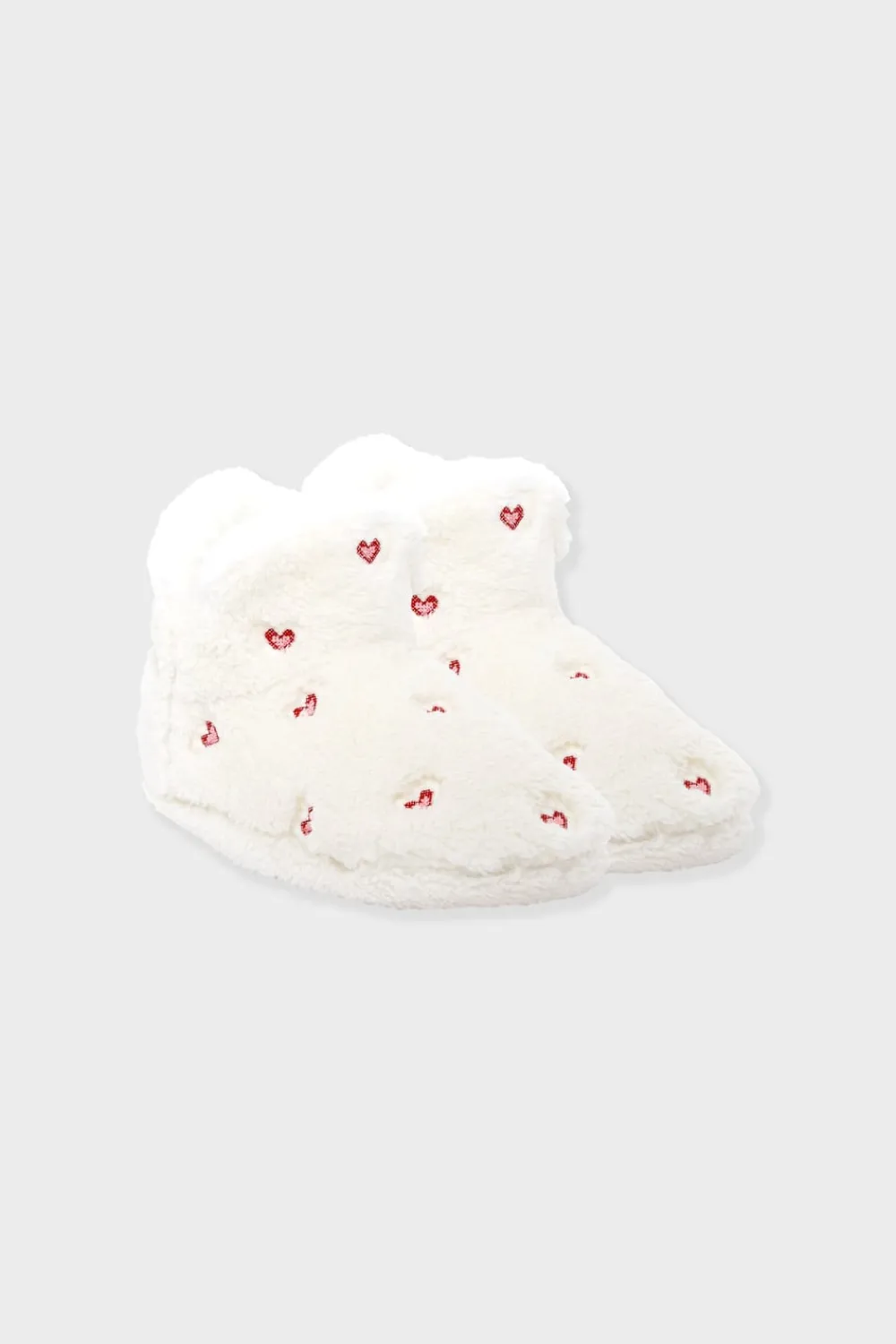 ETAM Zapatillas botines de tejido ultrasuave con motivos de corazones CRUDO