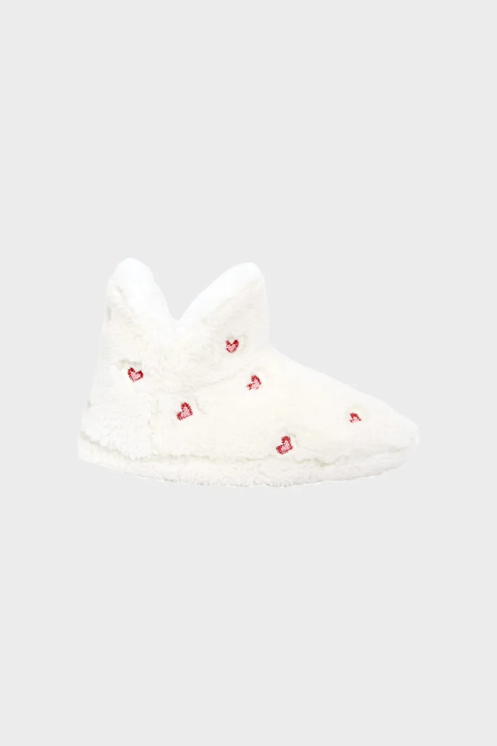 ETAM Zapatillas botines de tejido ultrasuave con motivos de corazones CRUDO