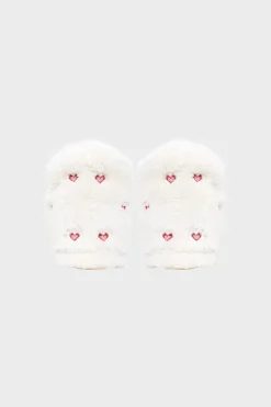 ETAM Zapatillas botines de tejido ultrasuave con motivos de corazones CRUDO