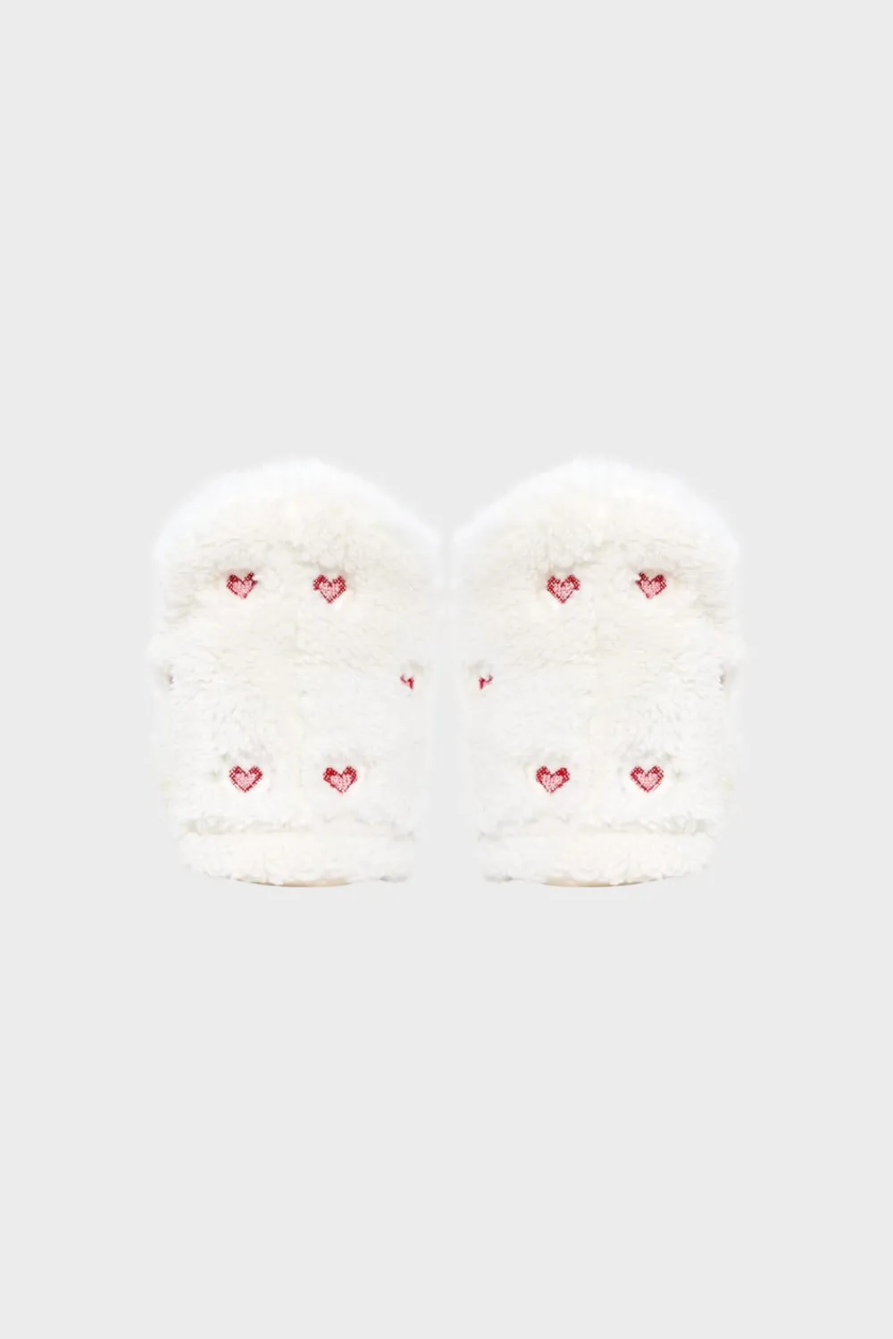 ETAM Zapatillas botines de tejido ultrasuave con motivos de corazones CRUDO