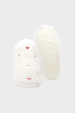 ETAM Zapatillas botines de tejido ultrasuave con motivos de corazones CRUDO
