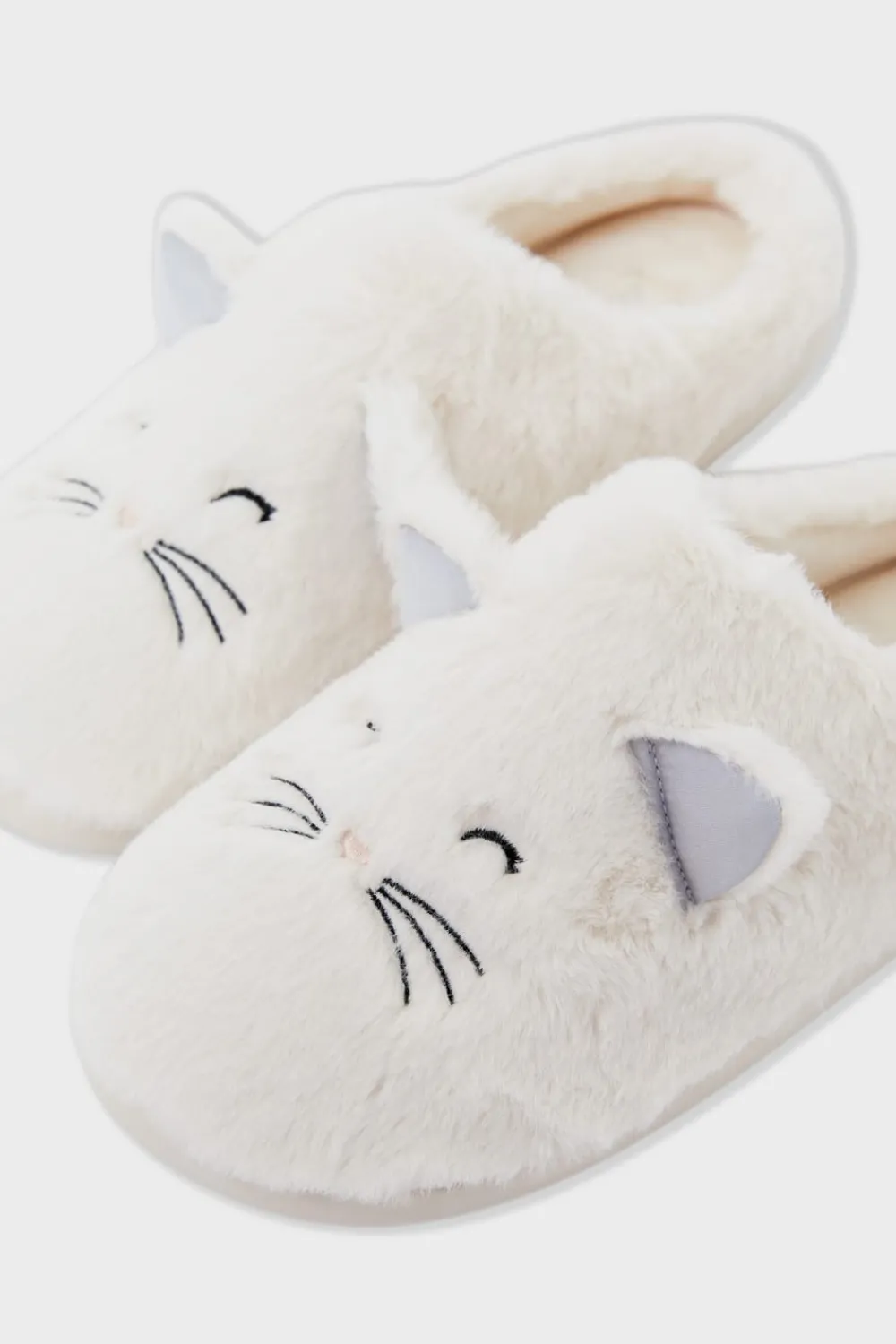 ETAM Zapatillas con motivos de gatos de tejido ultrasuave CRUDO