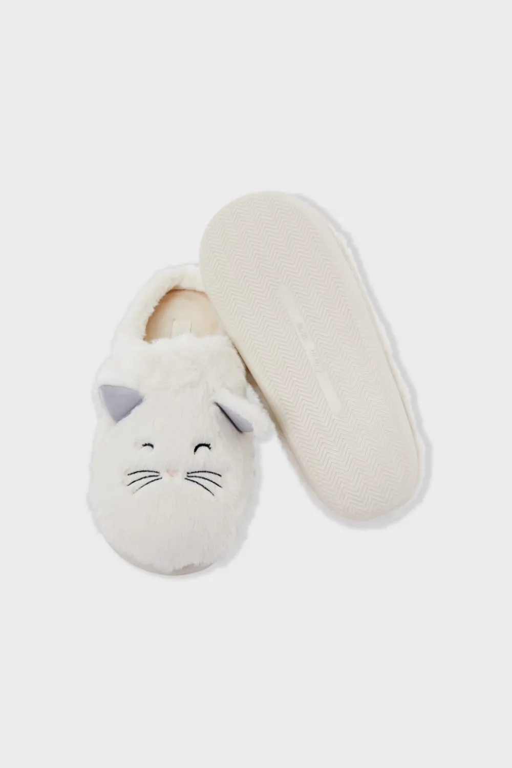 ETAM Zapatillas con motivos de gatos de tejido ultrasuave CRUDO