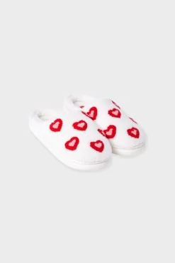 Outlet ETAM Zapatillas con motivos de corazones de tejido ultrasuave ROJO