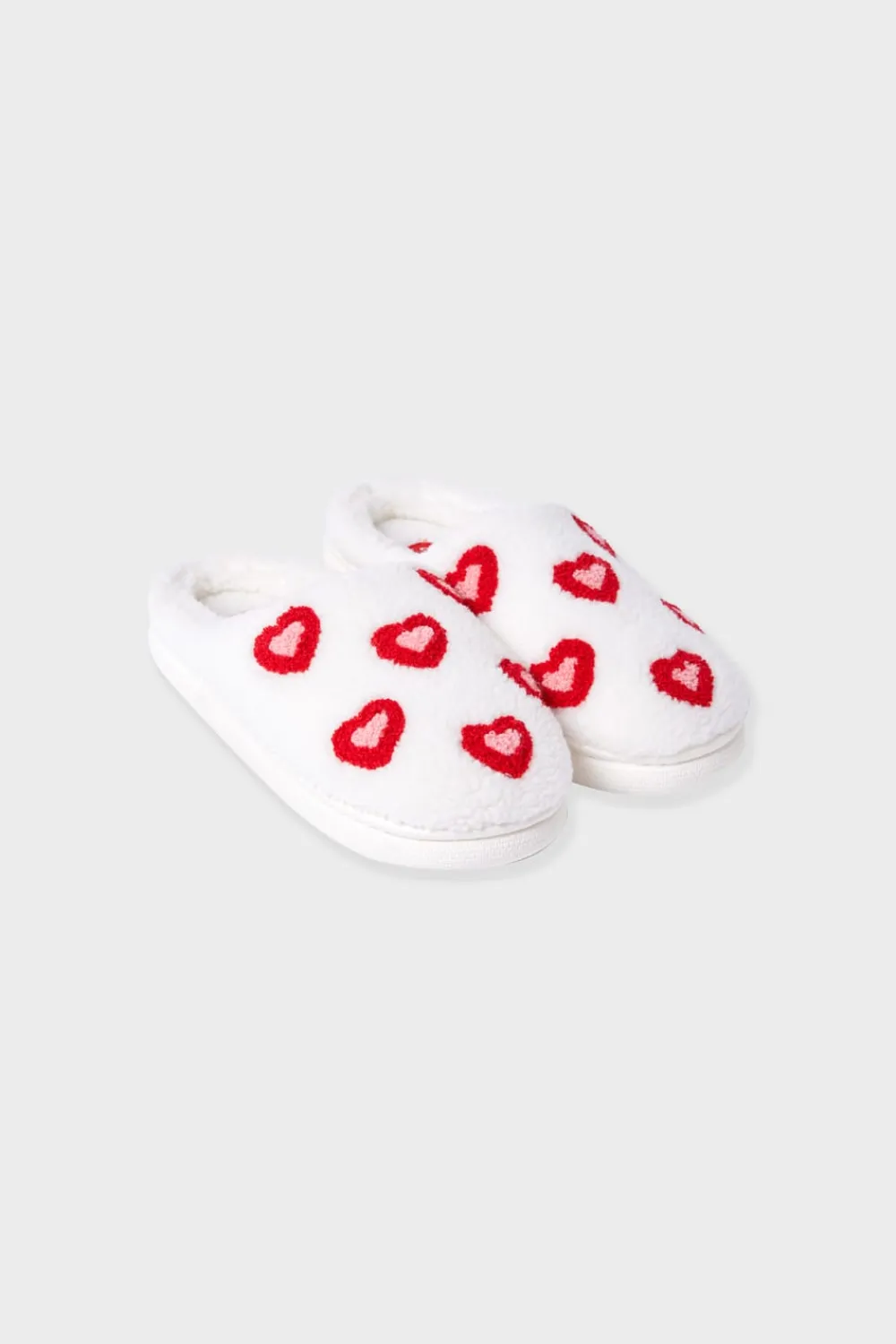 Outlet ETAM Zapatillas con motivos de corazones de tejido ultrasuave ROJO