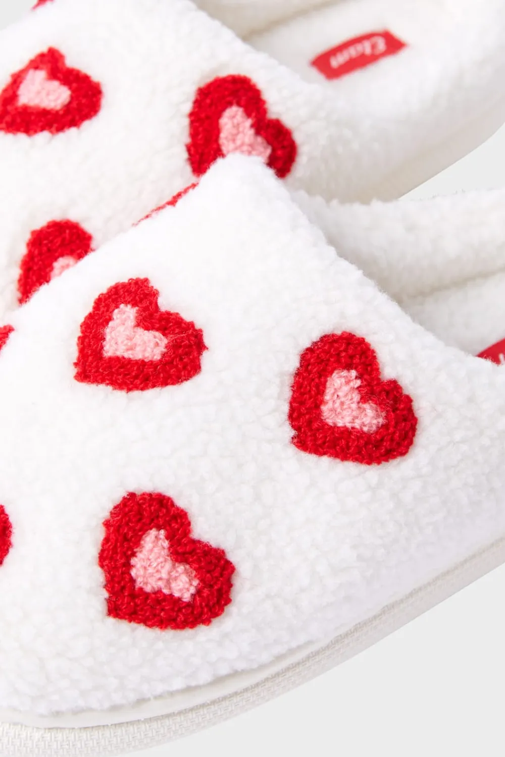 Outlet ETAM Zapatillas con motivos de corazones de tejido ultrasuave ROJO