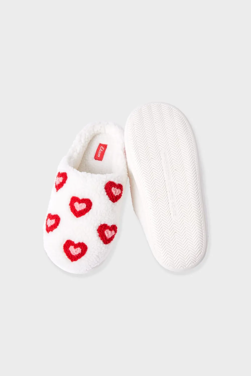 Outlet ETAM Zapatillas con motivos de corazones de tejido ultrasuave ROJO