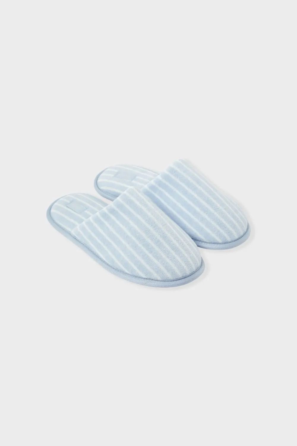 Outlet ETAM Zapatillas destalonadas a rayas con algodón AZUL CIELO