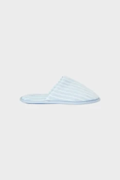 Outlet ETAM Zapatillas destalonadas a rayas con algodón AZUL CIELO