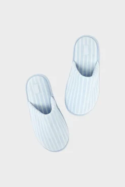 Outlet ETAM Zapatillas destalonadas a rayas con algodón AZUL CIELO